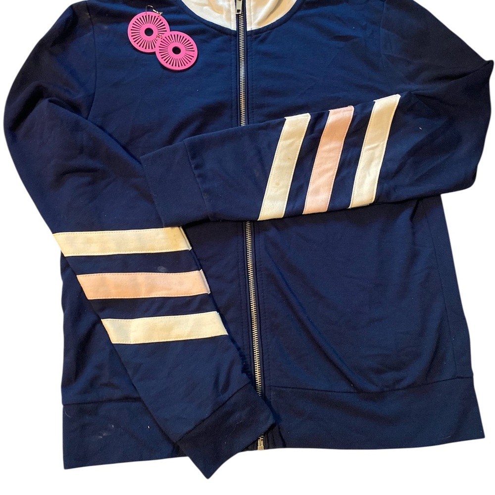 Navy Jacket with Cream Stripes